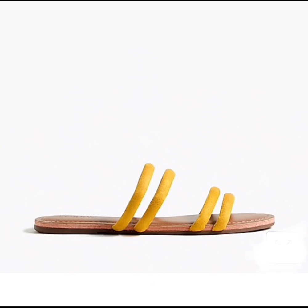 HP🎉 New - J. Crew Strappy Slide Yellow Golden Straw Flat Slip On Sandals - Picture 2 of 5